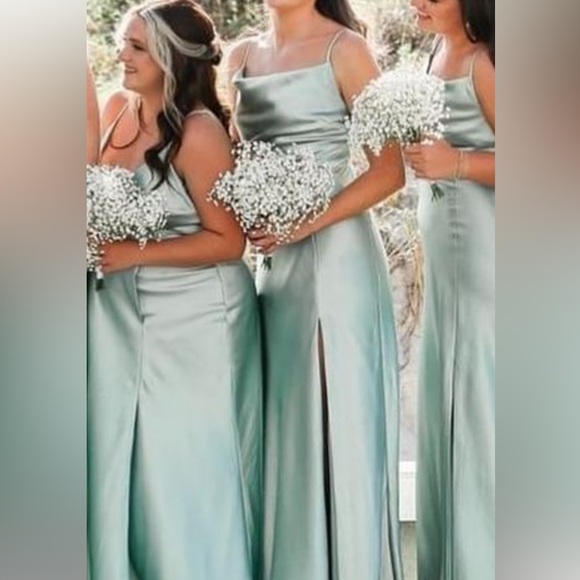 Birdie Gray- LISA LONG DRESS
Original $99
Color- SHINY SATIN SAGE - Picture 3 of 3